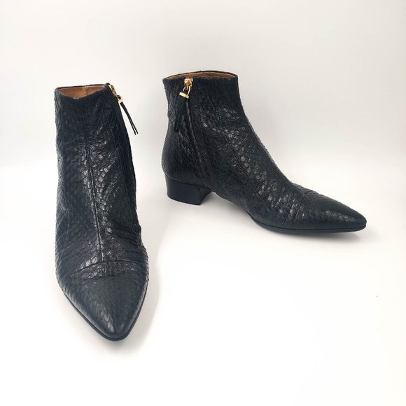 The Row Python Embossed Snakeskin Ankle Booties in Black 36 6 - Picture 2 of 13